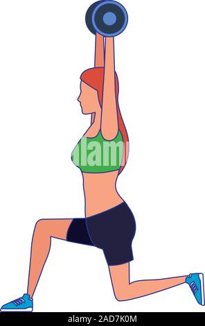 avatar girl lifting weights icon Stock Vector