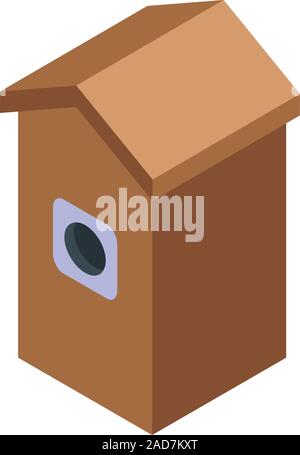 Wood bird house icon, isometric style Stock Vector