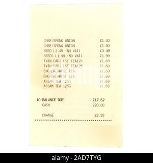 Supermarket receipt bill Stock Photo