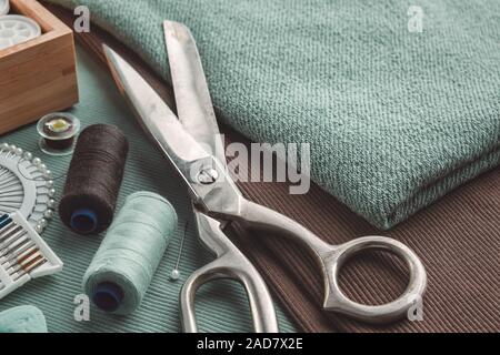 Set Of Different Sewing Accessories - Sewing Background Stock
