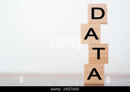 DATA word written on wooden cubes with copy space Stock Photo