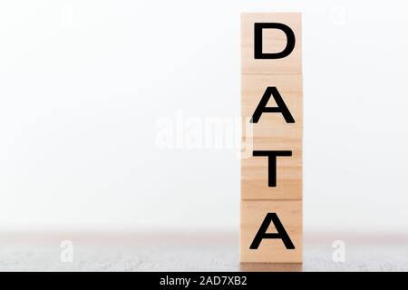 DATA word written on wooden cubes with copy space Stock Photo