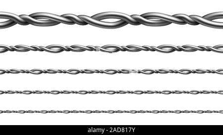 Twisted Metallic Wire Seamless Pattern Set Vector Stock Vector