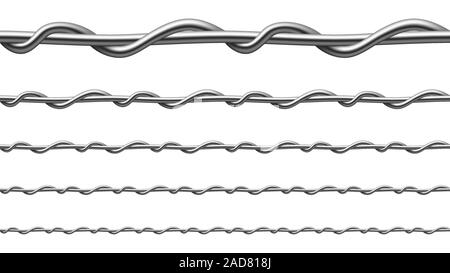 Twisted Steel Wire Seamless Pattern Set Vector Stock Vector