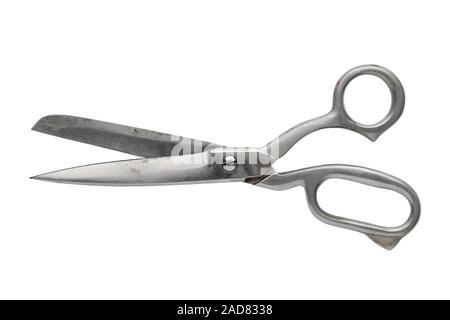 Vintage tailor scissors isolated on white. Stock Photo