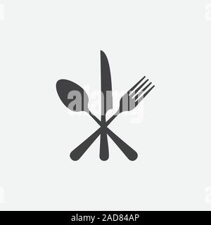 Spoon, Fork and Knife icon, Crossed symbol, restaurant Flat Vector illustration, Restaurant Symbol, cooking icon vector Stock Vector