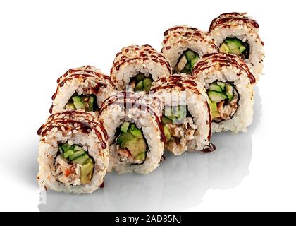 Several pieces of sushi roll california Stock Photo
