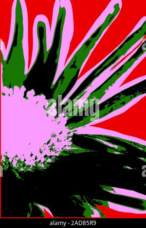 Flower picture over red background in pop art style Stock Photo