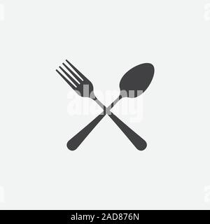 Spoon and Fork icon, Crossed symbol, restaurant Flat Vector illustration, Restaurant Symbol, cooking icon vector Stock Vector