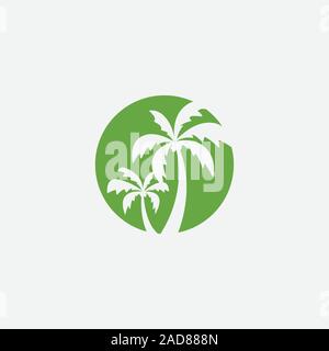 Palm tree silhouette icon vector, Palm tree vector illustration, coconut tree icon vector illustration, simple flat vector illustration Stock Vector