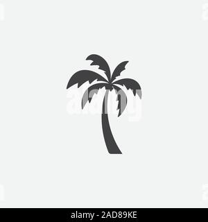 Palm tree silhouette icon vector, Palm tree vector illustration, coconut tree icon vector illustration, simple flat vector illustration Stock Vector