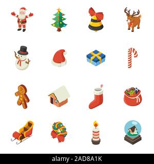 A vector illustration of Christmas Isometric Elements Stock Vector