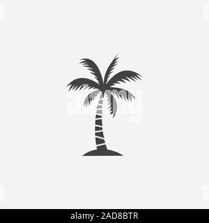 Palm tree silhouette icon vector, Palm tree vector illustration, coconut tree icon vector illustration, simple flat vector illustration Stock Vector