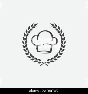 Hat for chef kitchens, chef hat icon vector, Chef cap design with laurel wreath Stock Vector