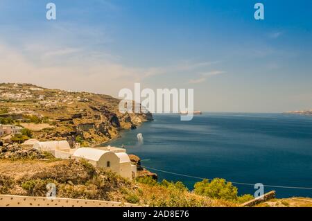 Beautiful landscape with sea view of the Nea Kameni, a small Greek island in the Aegean Sea near San Stock Photo