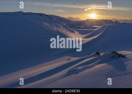 Evening mood, Hasvik, Soeroeya Island, Finnmark, Norway Stock Photo