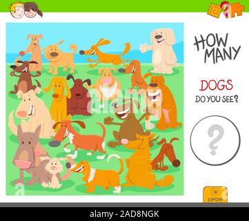 count dogs activity worksheet game Stock Photo