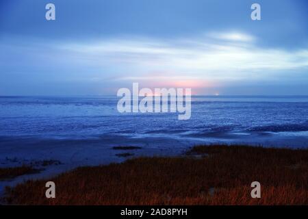 Wadden Sea at dusk, island Juist, East Frisia, Lower Saxony, Germany, Europe Stock Photo