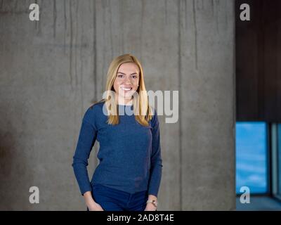 portrait of young female architect on construction site Stock Photo