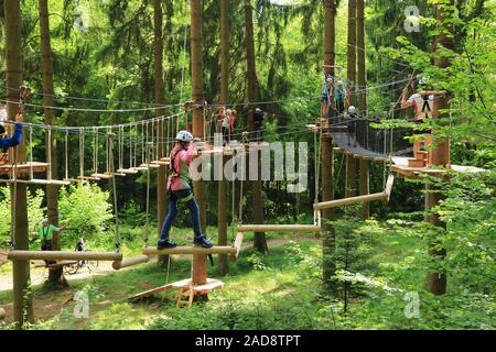 Climbing forest and high ropes course Stock Photo