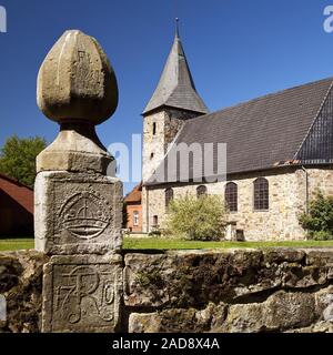 Evangelical Church Schuesselburg, Petershagen, North Rhine-Westphalia, Germany, Europe Stock Photo