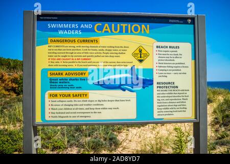 Swimmers and Waders safety guidelines in Cape Cod National Seashore Stock Photo