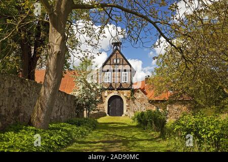 Gatehouse from 1672, Stockhausen Estate, Luebbecke, East Westphalia, Germany, Europe Stock Photo