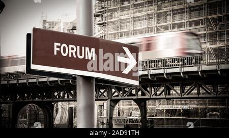 Street Sign to Forum Stock Photo