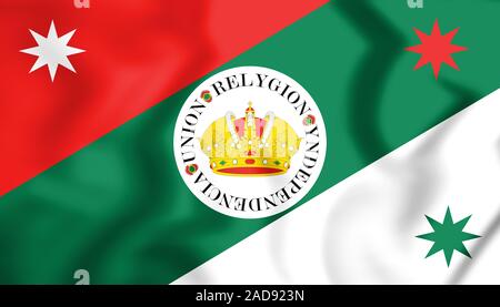 3D Flag of Iturbide's Infantry. 3D Illustration. Stock Photo