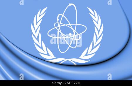 3D Flag of International Atomic Energy Agency. 3D Illustration. Stock Photo