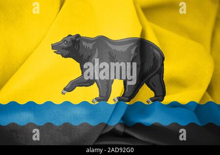 3D Flag of Nefteyugansk (Khanty-Mansi Autonomous Okrug), Russia. 3D Illustration Stock Photo