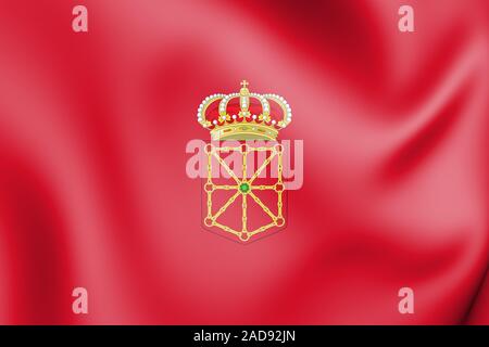 3D Flag of Navarra, Spain. 3D Illustration. Stock Photo