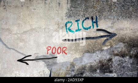 Wall Graffiti Rich versus Poor Stock Photo