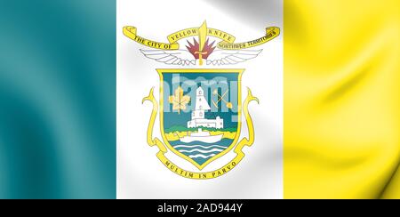 3D Flag of Yellowknife, Canada. 3D Illustration. Stock Photo