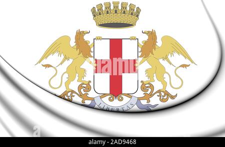 3D Genoa Coat of Arms, Italy. 3D Illustration. Stock Photo