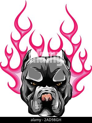 Bull Dog Flame Tattoo in Beast Mode illustration Stock Vector