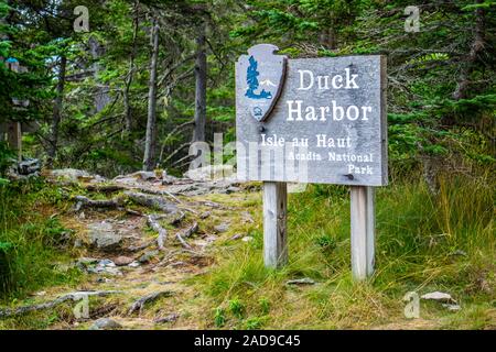 An entrance road going to Acadia National Park, Maine Stock Photo