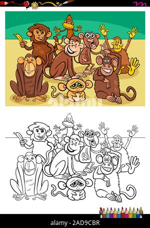 monkeys animal characters cartoon set Stock Photo - Alamy