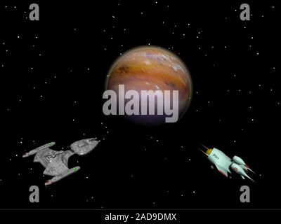 Spaceships in space Stock Photo