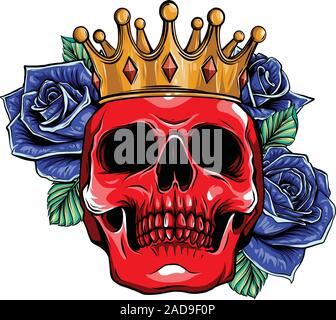 vector illustration skull wearing a king crown Stock Vector