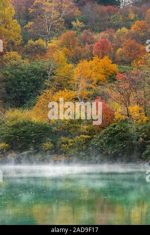 Autumn Onsen Lake Aomori Japan Stock Photo