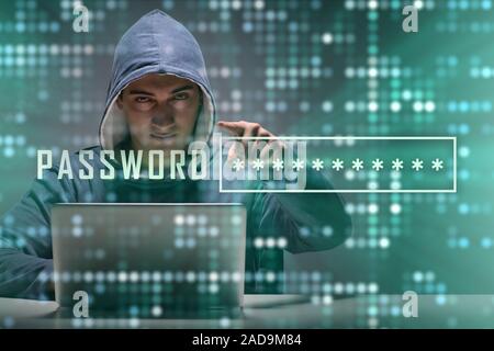 Young hacker in cybersecurty concept Stock Photo