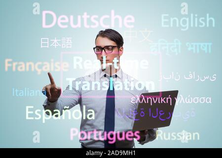 Concept of real time translation from foreign language Stock Photo