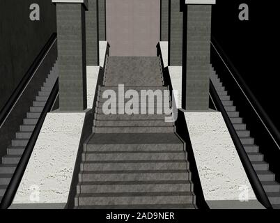 Escalator in the underground of the U Bahn Stock Photo