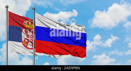 Sebian Vs. Russian Flags Russia, Russian vs Serbia, Serbian flags. Smoke flag placed side by ...