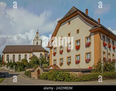 Parish chuch St. Vitus and former Parsonage  Fützen, district of Blumberg, Black Forest Stock Photo