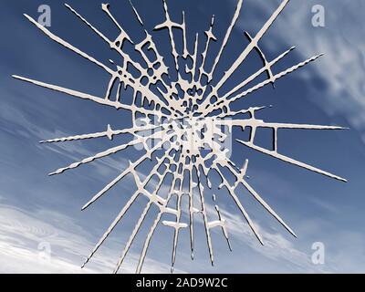 Rockfall in glass pane Stock Photo