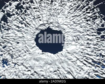 Rockfall in glass pane Stock Photo
