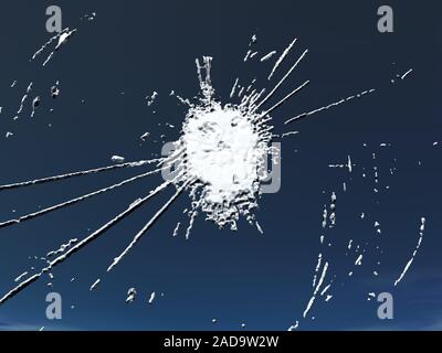 Rockfall in glass pane Stock Photo