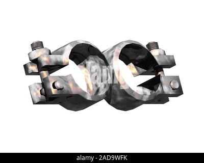 old steel tube clamps Stock Photo